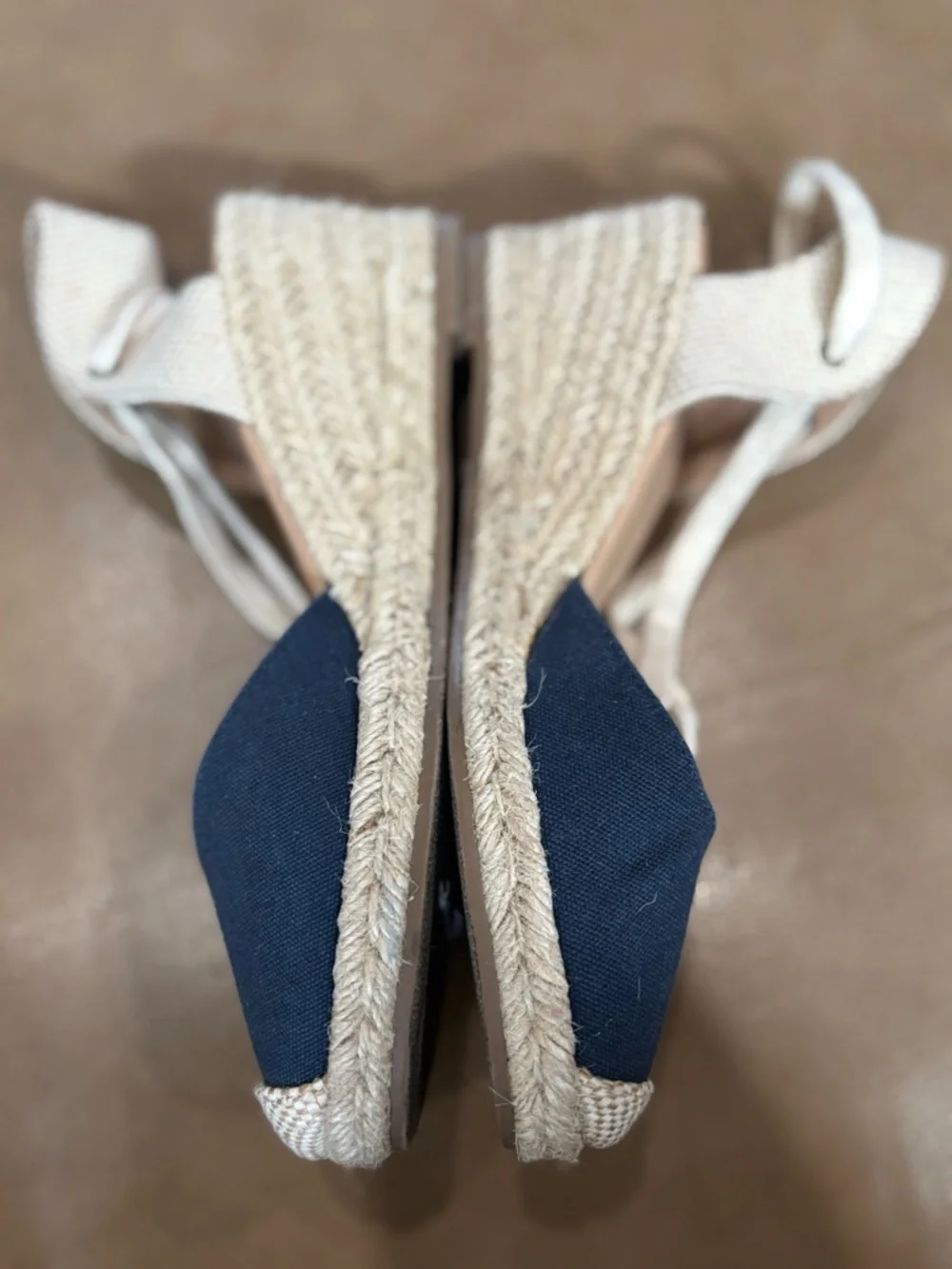 Journee Collection Navy and Cream Espadrille Wedge Sandals